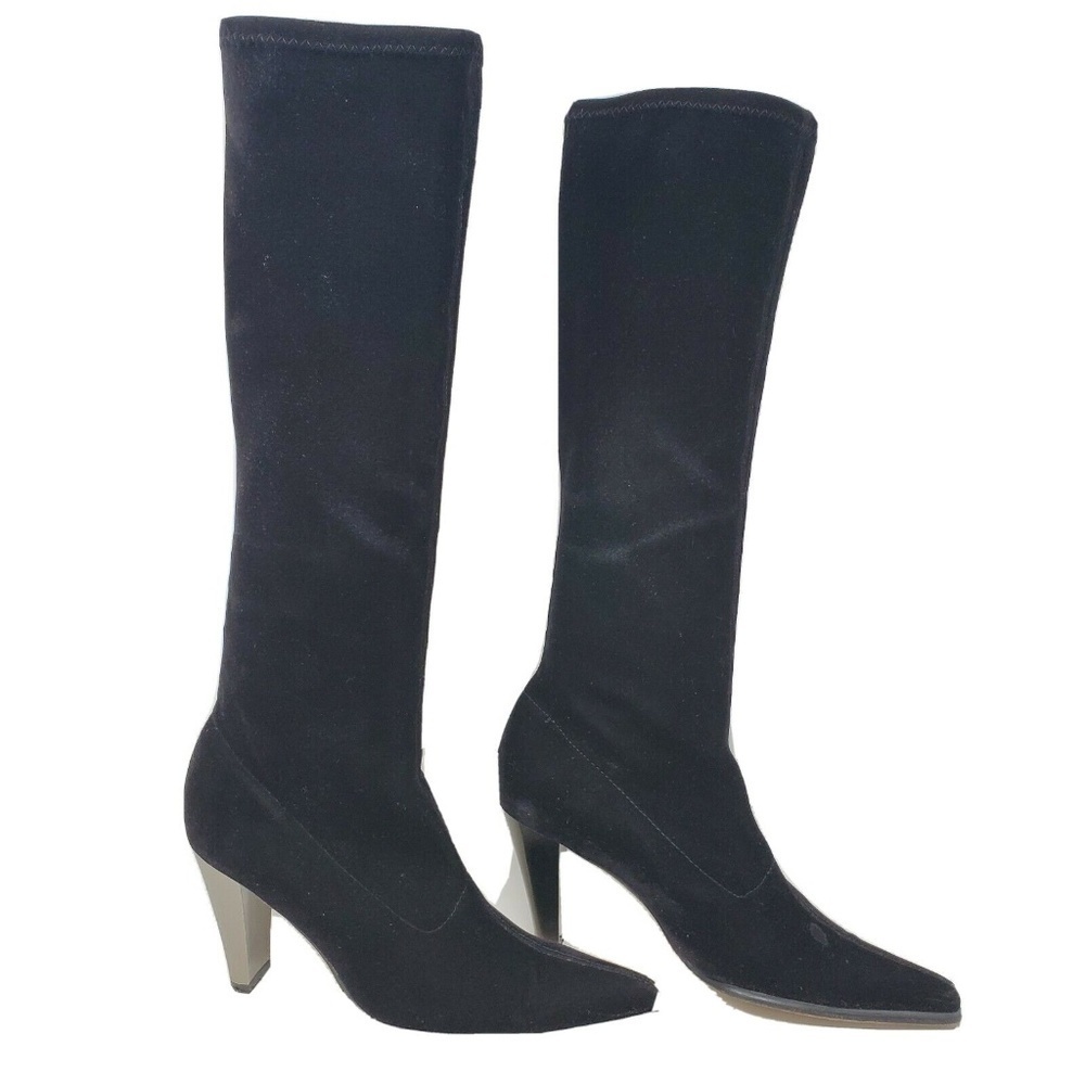 Vintage Bcbg Max Azria Black Velvet Sock Boots